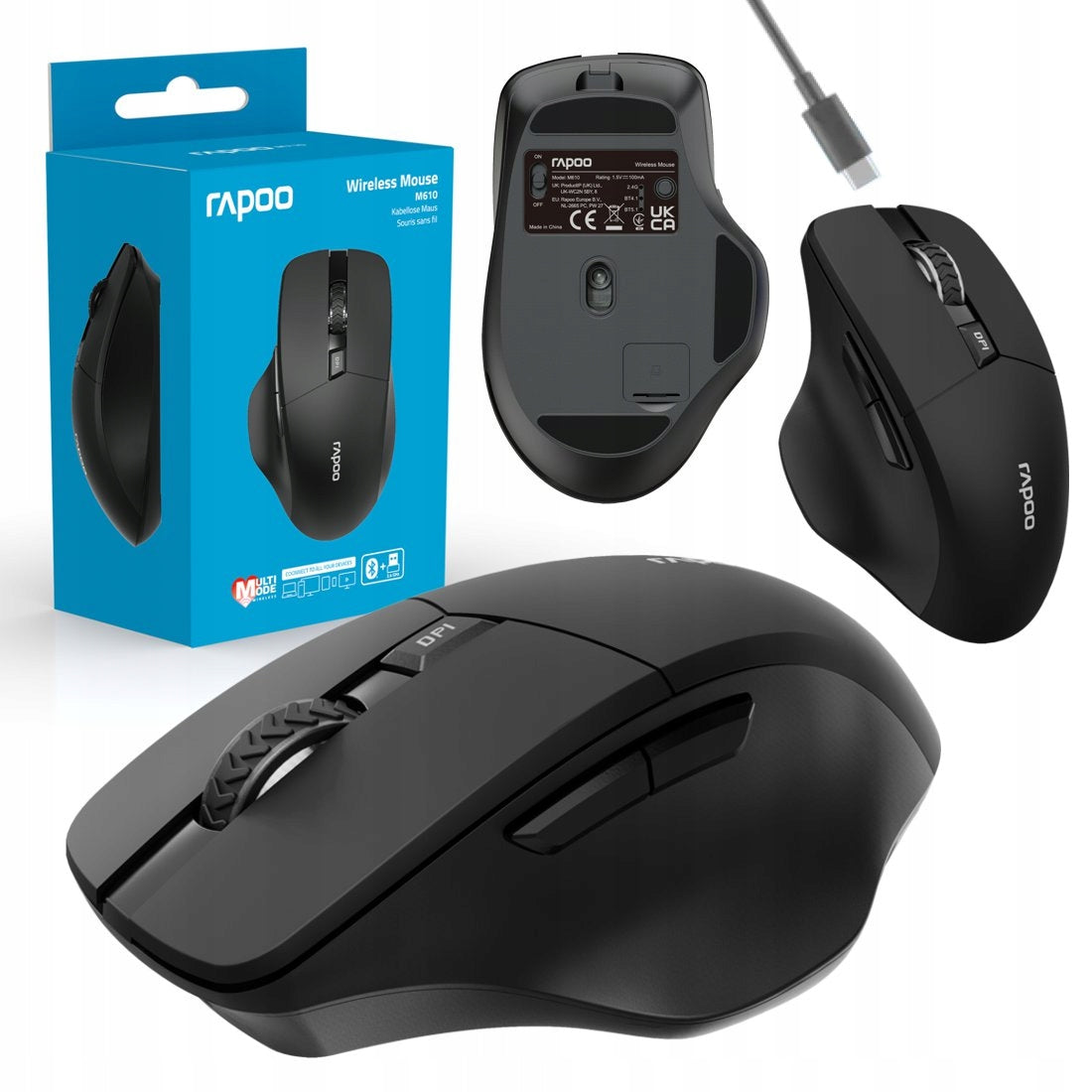 RAPOO M610 MOUSE OPTICAL WIRELESS MOUSE FOR COMPUTER CHARGED USB C
