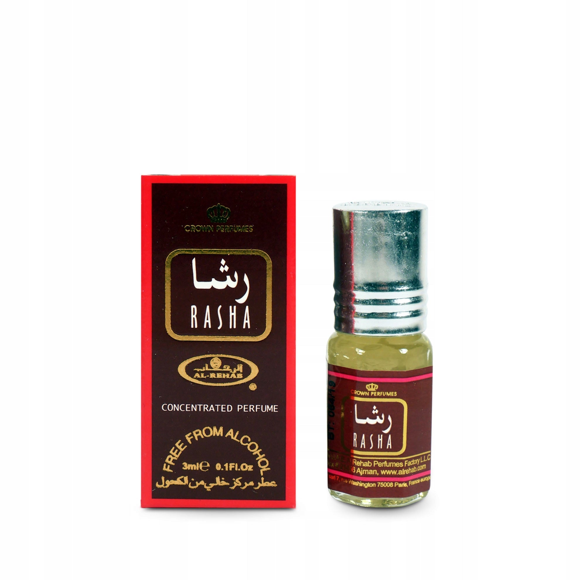 RASHA ARABIC PERFUME IN OIL WOMEN FLORAL ROSE AMBER 3ML AL REHAB Brand Al-Rehab