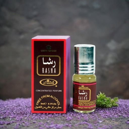 RASHA ORIENTAL PERFUME IN OIL 3 ml AL REHAB ARABIC Manufacturer code 6281110003424