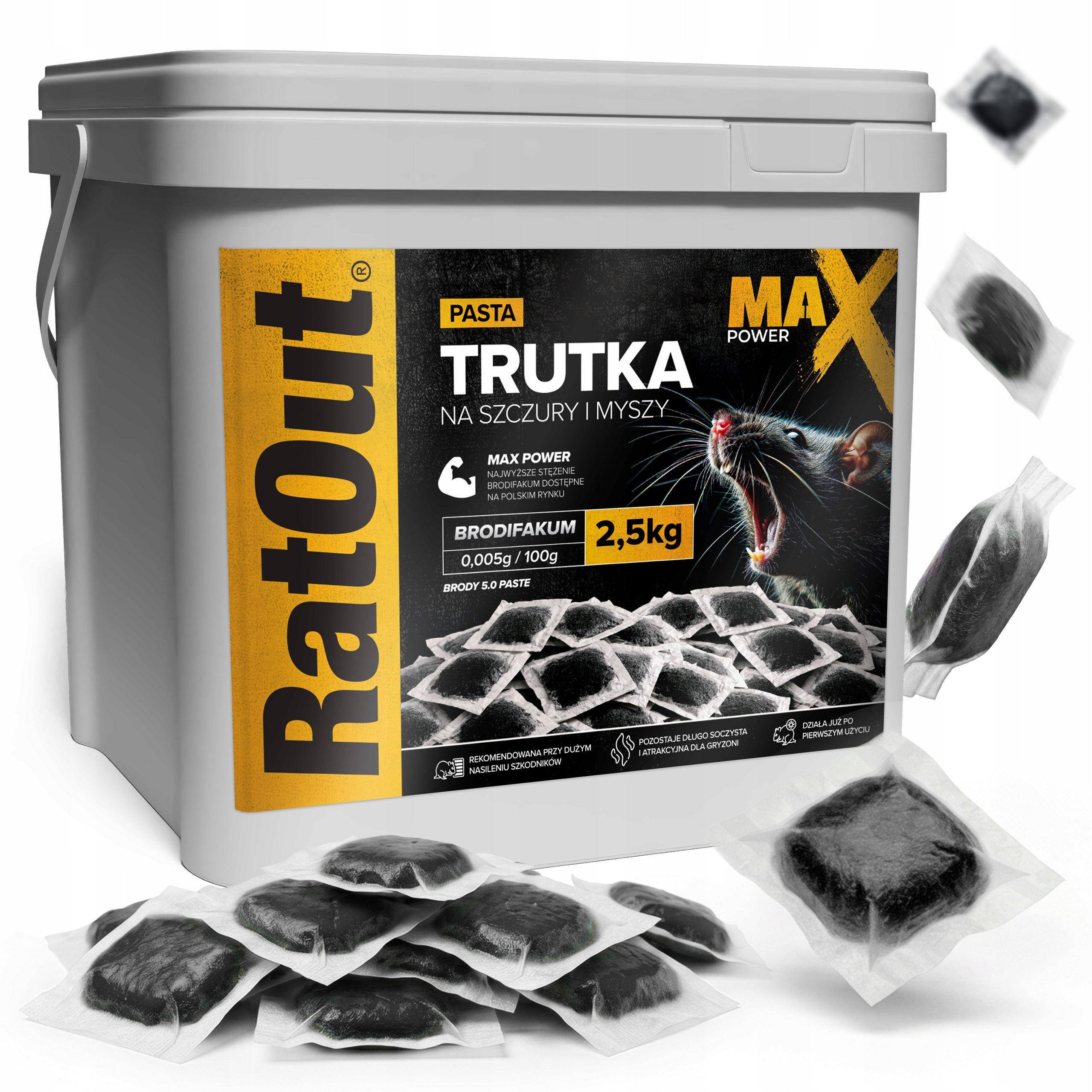 RAT POISON MICE RODENTS RATOUT MAX POWER BRODIFACOUM PASTE 2,5KG