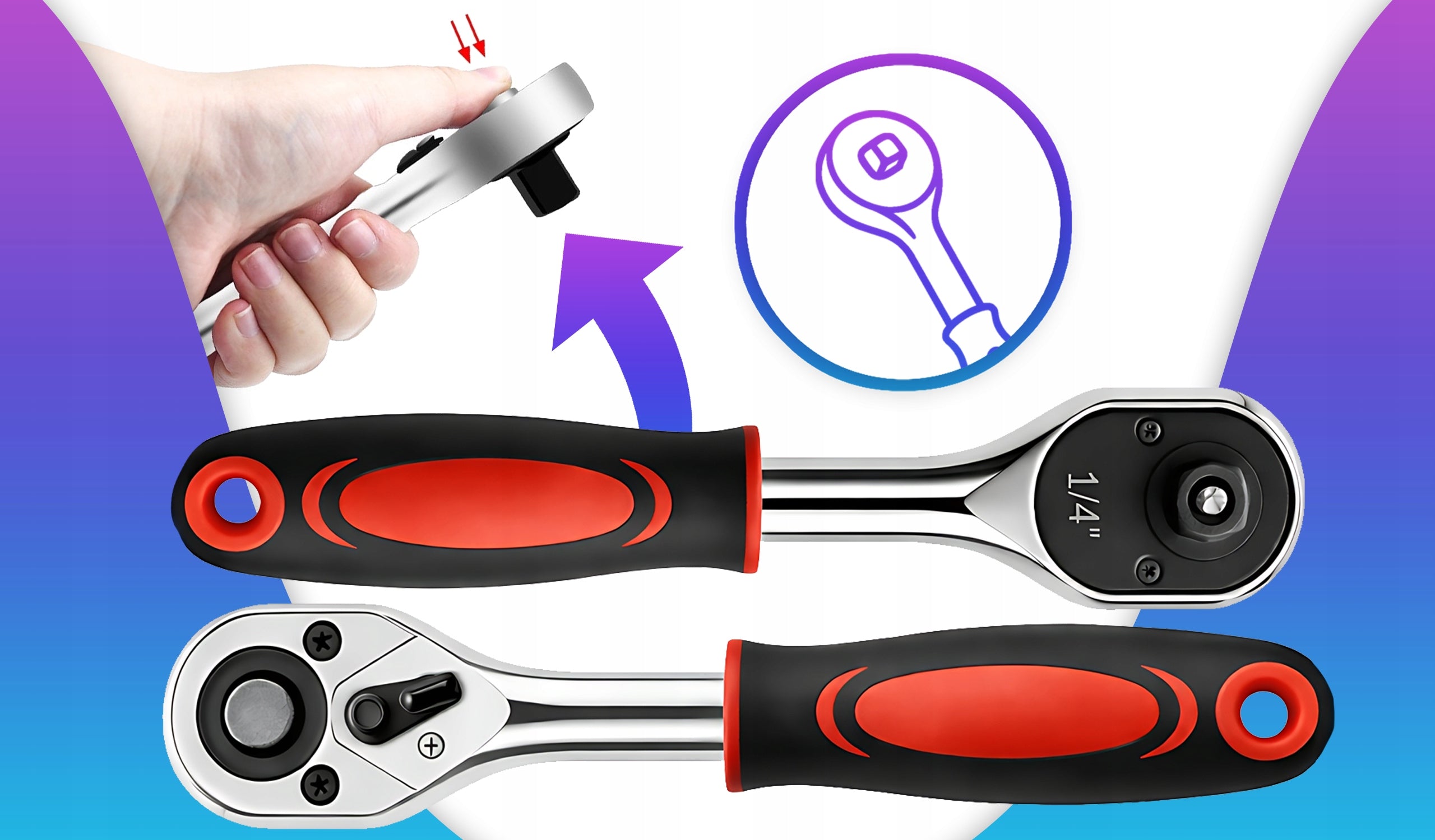 RATCHET 1/4" RATCHET STRONG CrV SOCKET WRENCH HARDENED STEEL SMALL Manufacturer code GRZECHOTKA MAŁA 1/4" totalstore