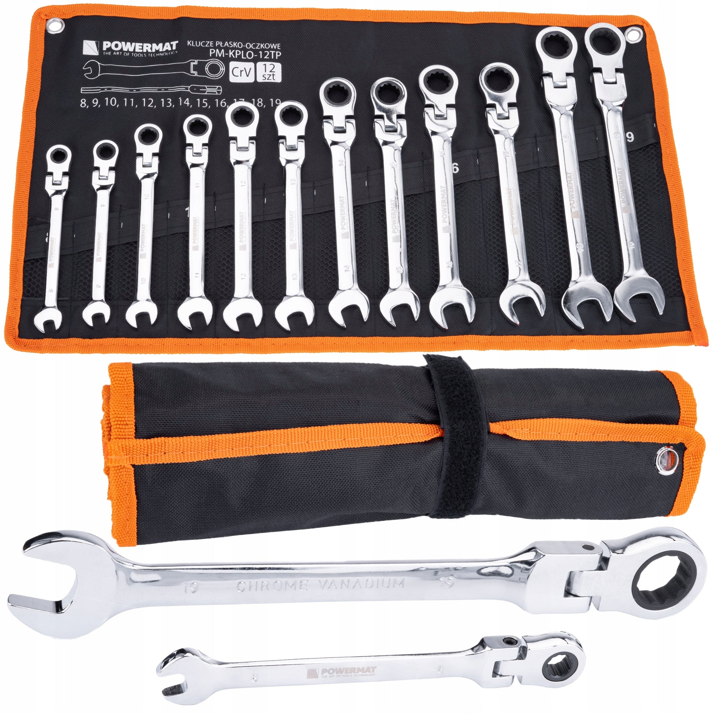 RATCHETING FLAT EYE WRENCHES 8-19 12E