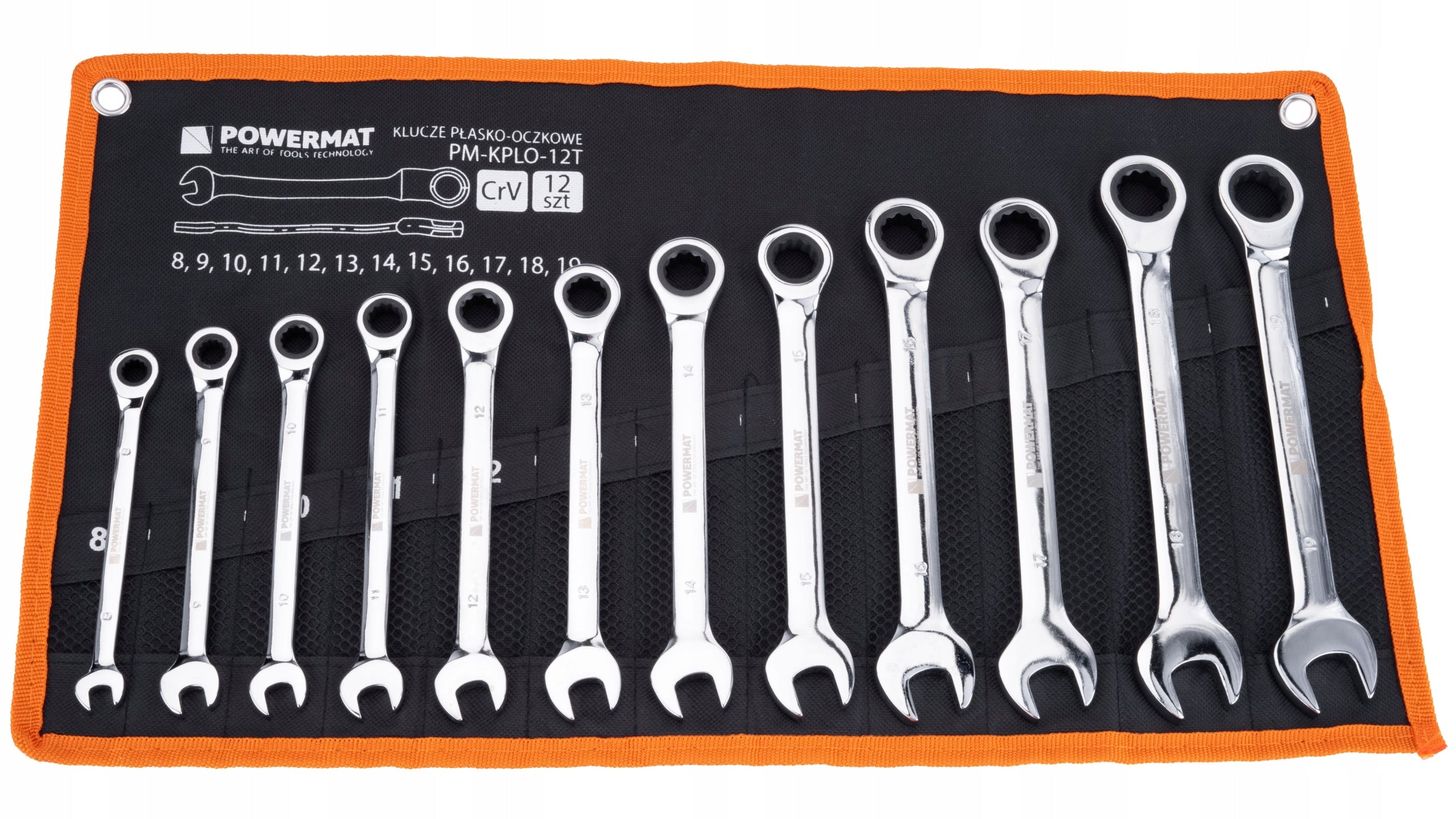 RATCHETING FLAT EYE WRENCHES 8-19 12EL. Product weight with unit packaging 1.85 kg
