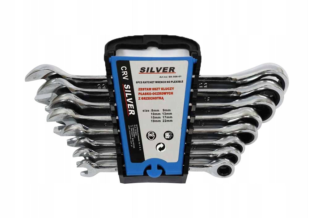 RATCHETING FLAT EYE WRENCHES 8-22 SET 8EL