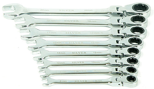 RATCHETING FLAT EYE WRENCHES BROKEN 8-22MM 8 PCS ARTICULATED STEEL CRV Manufacturer code SK-008-02