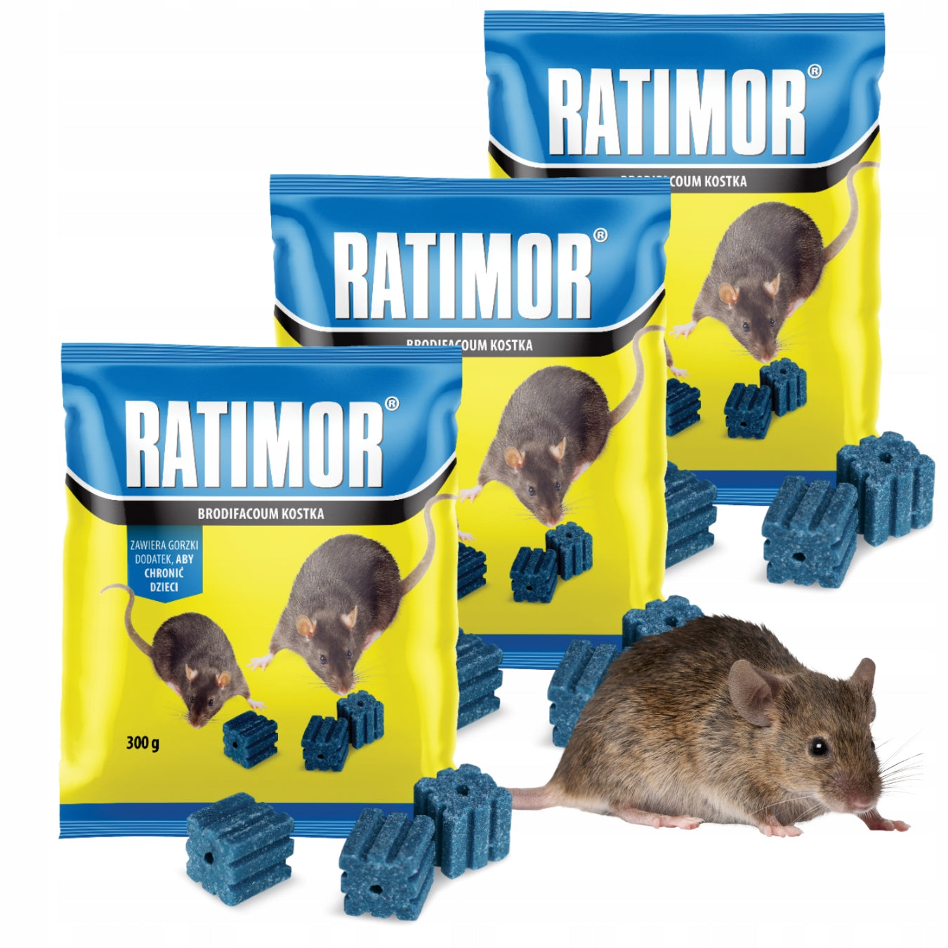 RATIMOR BRODIFAKUM Poison for rats and mice Cube 10g blue 3x300g