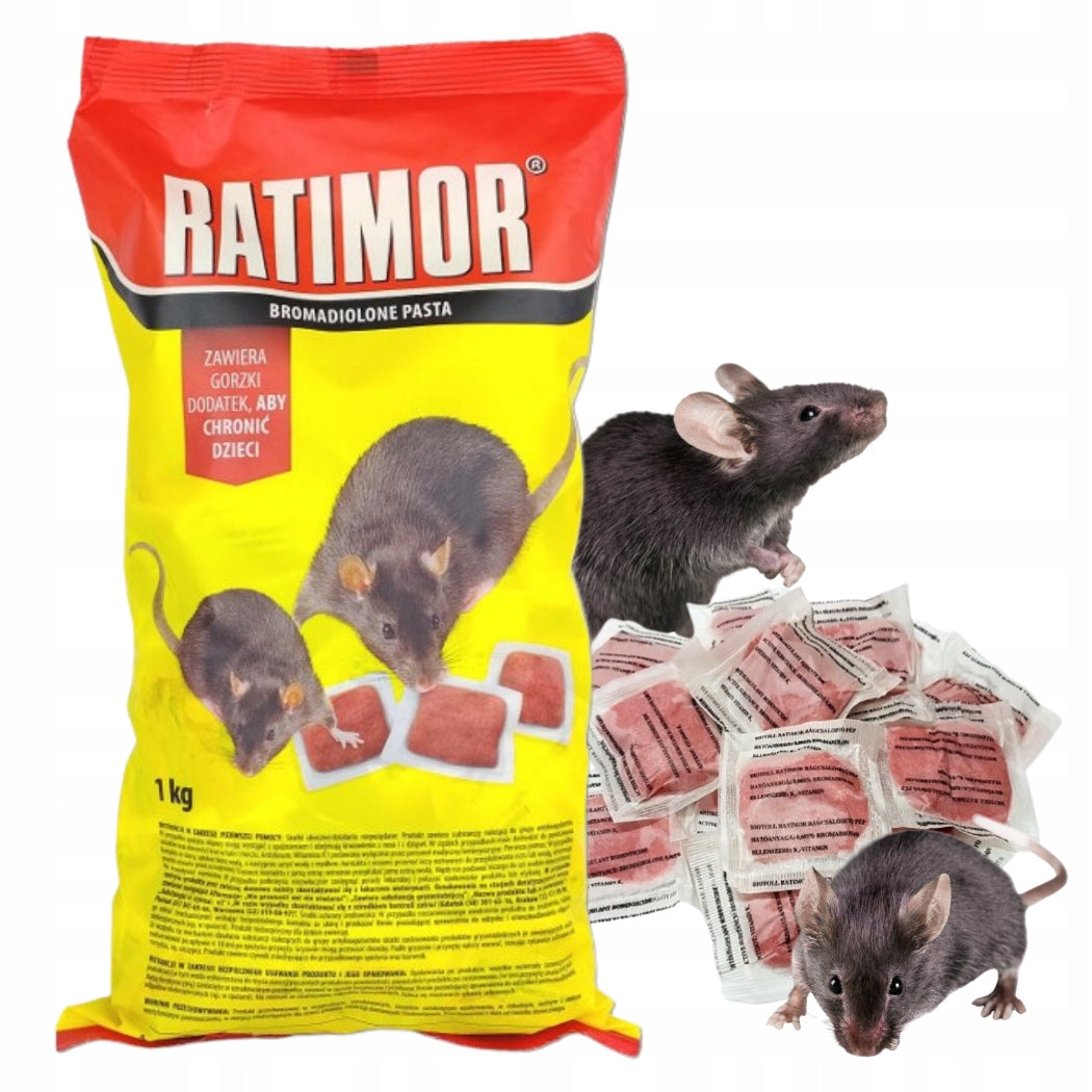 RATIMOR BROMADIOLON Poison for mice and rats Poison Paste sachets 1kg