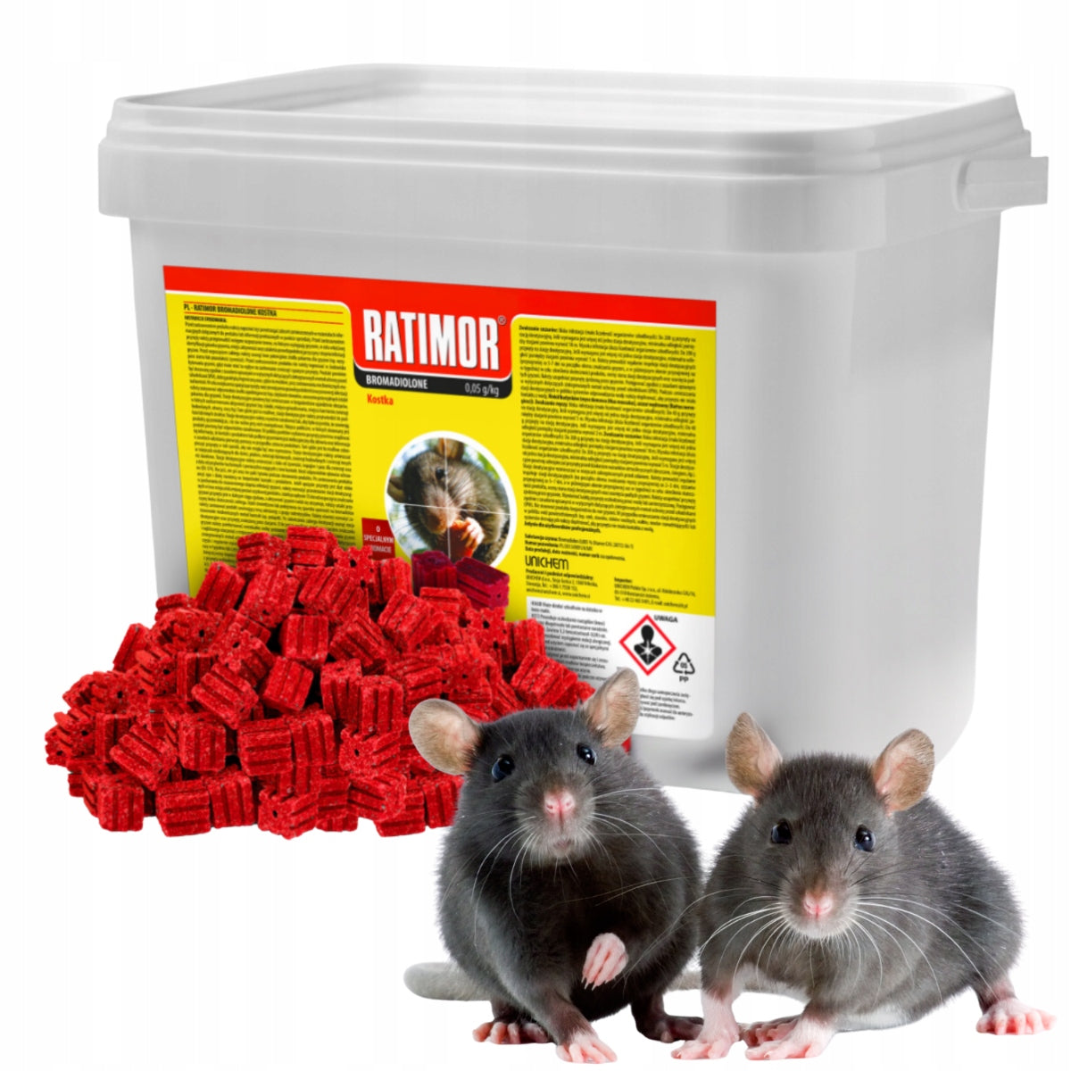 RATIMOR BROMADIOLON Poison for mice and rats Poison red Cube 3kg