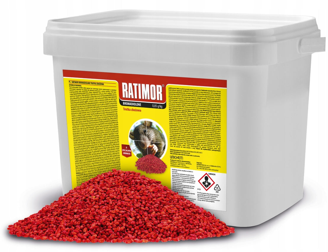 RATIMOR BROMADIOLON Poison for mice and rats cereal Poisoned grain 3kg Packaging status original
