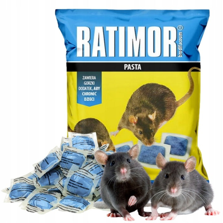 RATIMOR Poison for rats and mice paste - Brodifakum poison 29ppm 150g Manufacturer code 52605