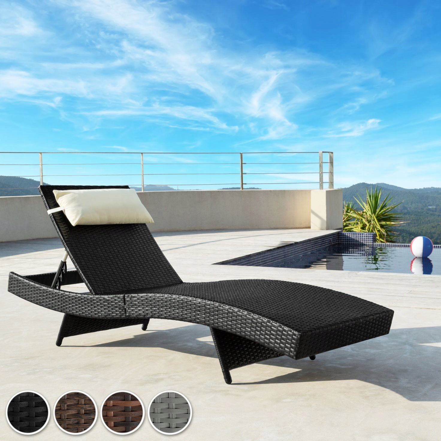 RATTAN COUCH GARDEN LOUNGER Color beige