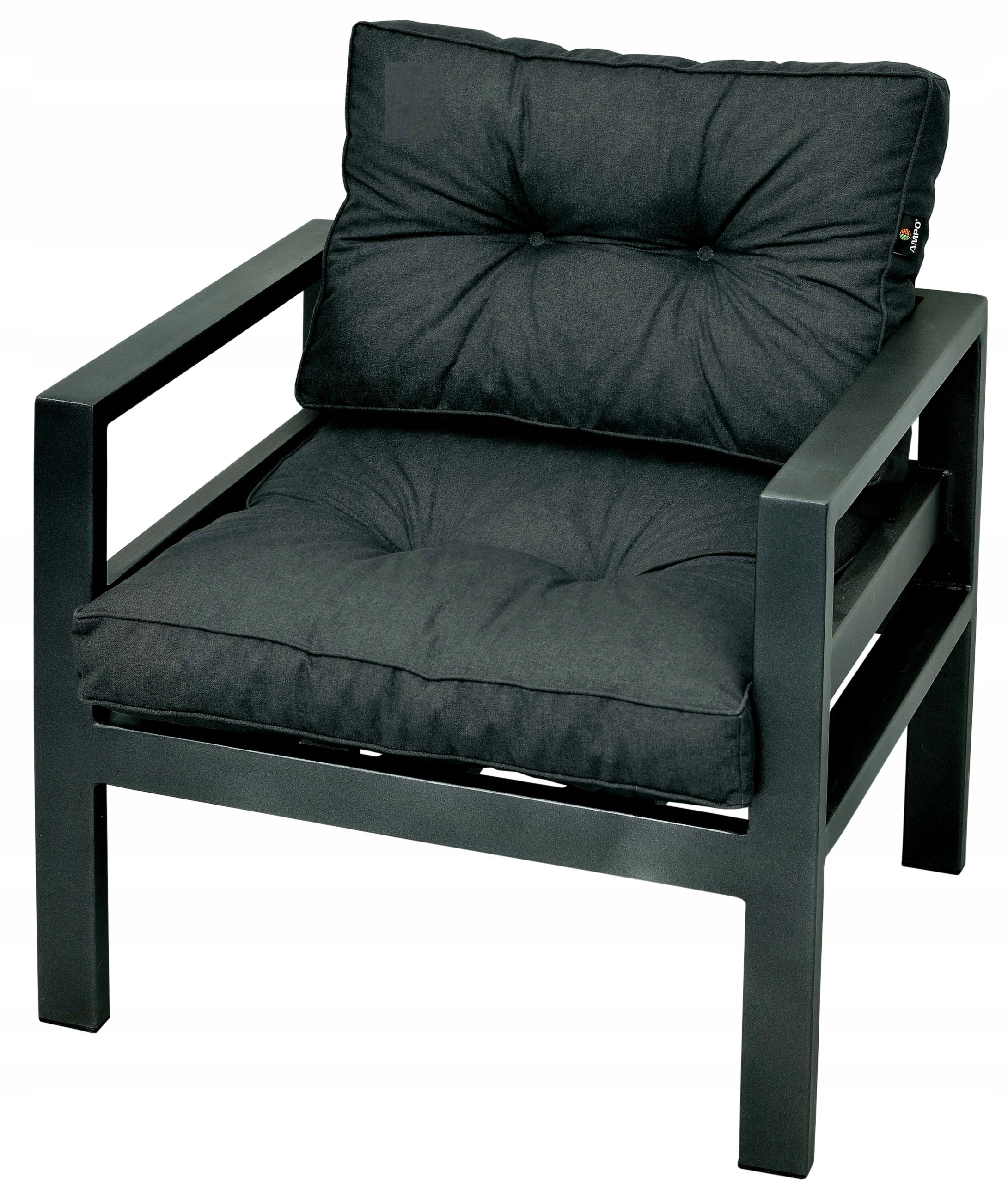 RATTAN GARDEN CHAIR CUSHIONS - SET OF 2 ANTHRACITE AMPO