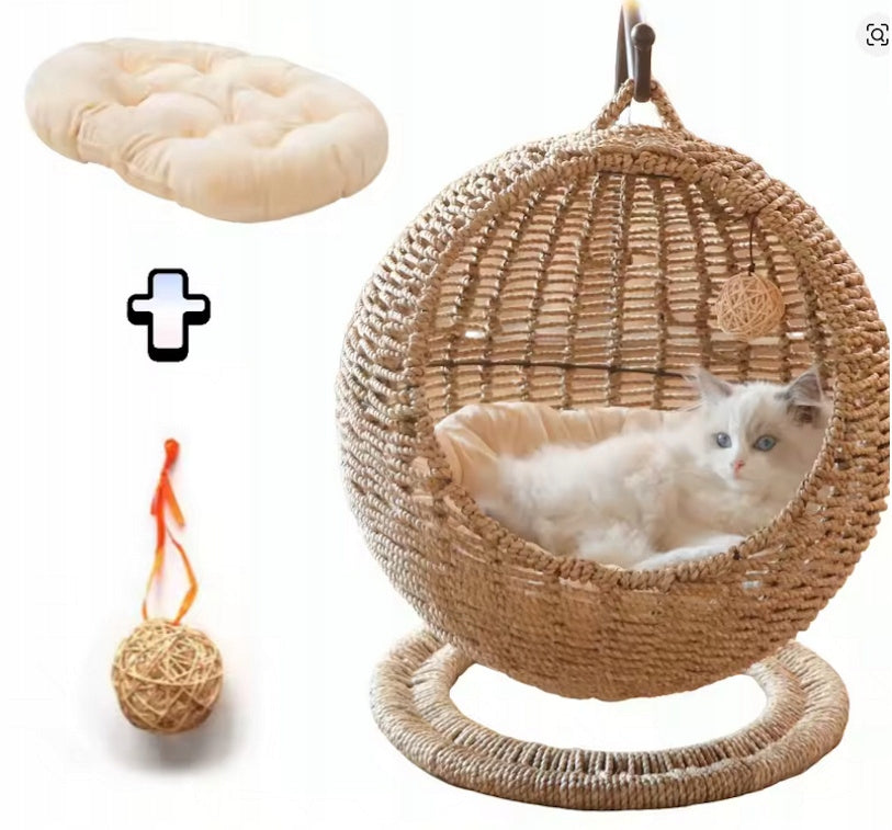 RATTAN HANGING Swing for Cat +FRAME Basket BOOTH Bed PILLOW Brand no brand