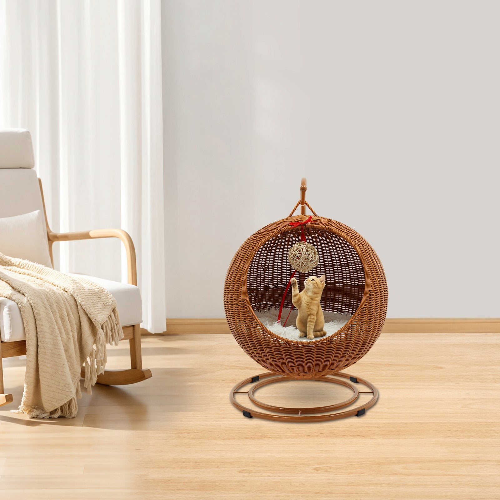 RATTAN HANGING Swing for Cat +FRAME Basket BOOTH Bed PILLOW Length 66 cm