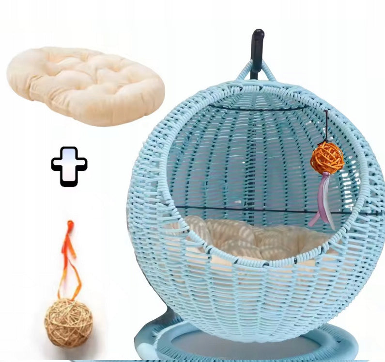 RATTAN HANGING Swing for Cat +FRAME Basket BOOTH Bed PILLOW Packaging status original
