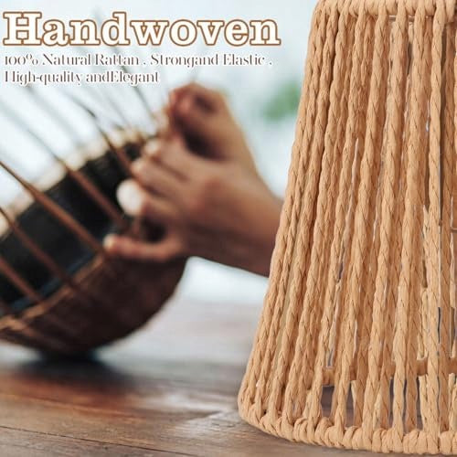 RATTAN LAMP SHADE HANDWOVEN VINTAGE FOR LIVING ROOM 3 PCS. metal Manufacturer code Producent niezależny