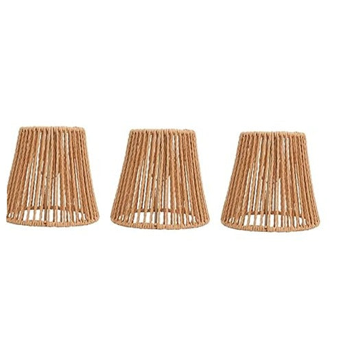 RATTAN LAMP SHADE HANDWOVEN VINTAGE FOR LIVING ROOM 3 PCS. metal