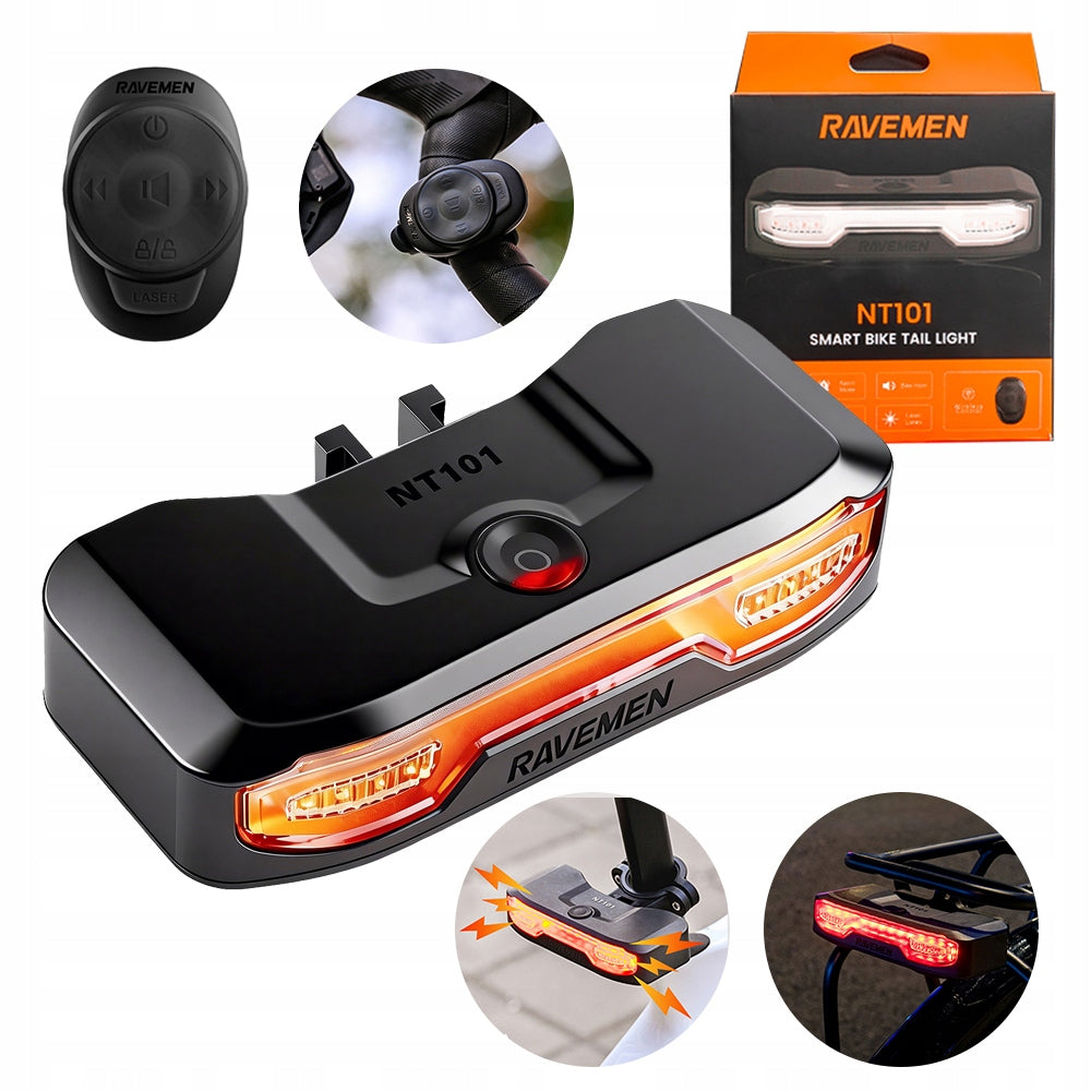 RAVEMEN NT101 Bike Turn Signals Rear Light Bicycle Wireless Taillight Horn