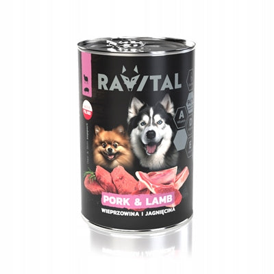 RAVITAL Wet Dog Food 68% Meat 400g Hair & Skin Support PORK, JAGN Manufacturer code RV0004