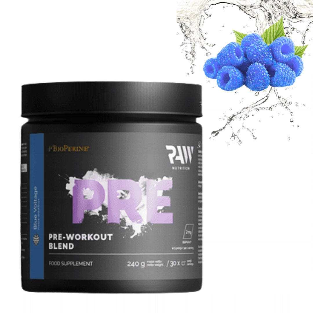 RAW NUTRITION PRE-WORKOUT BLEND 240g CITRULLINE + TAURINE /PUMP - RASPBERRY