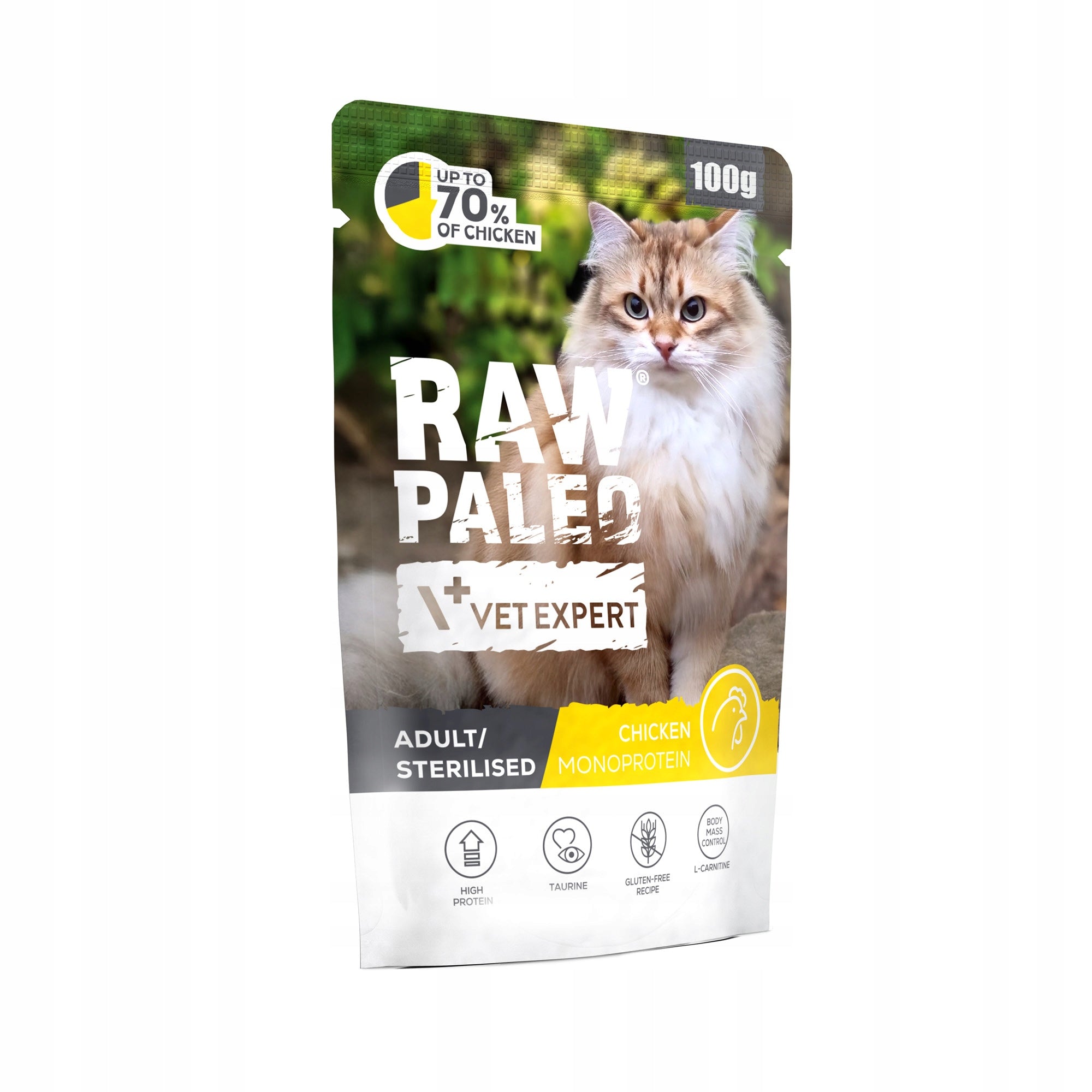 RAW PALEO ADULT/STERILISED CAT CHICKEN 100g OVERWEIGHT/STERILIZATION - chicken Brand Raw Paleo