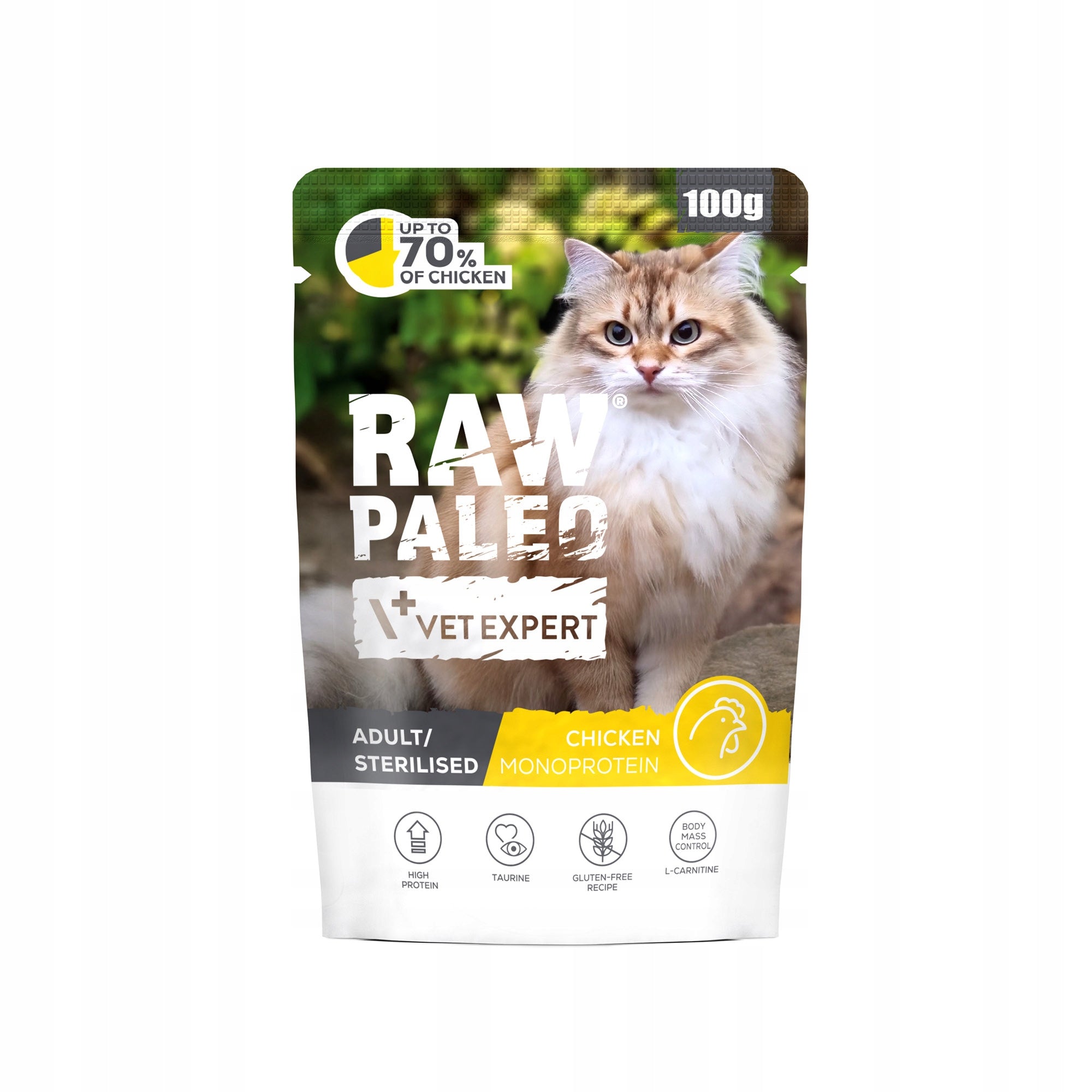 RAW PALEO ADULT/STERILISED CAT CHICKEN 100g OVERWEIGHT/STERILIZATION - chicken