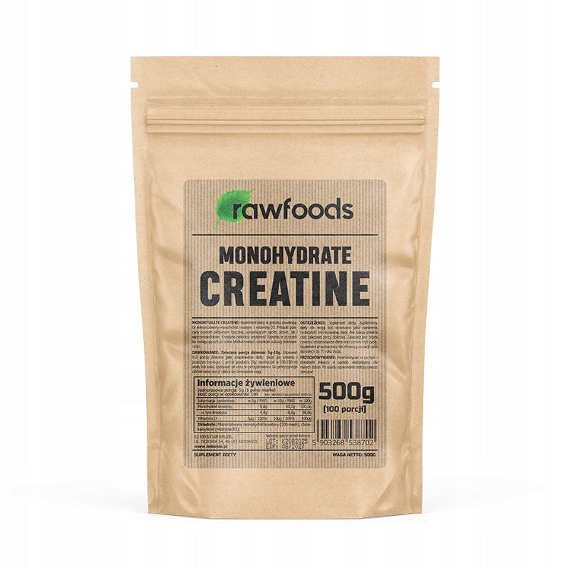 RAWFOODS CREATINE MONOHYDRATE 500G + CREATINE VITAMIN D3 MICRO 200MESH