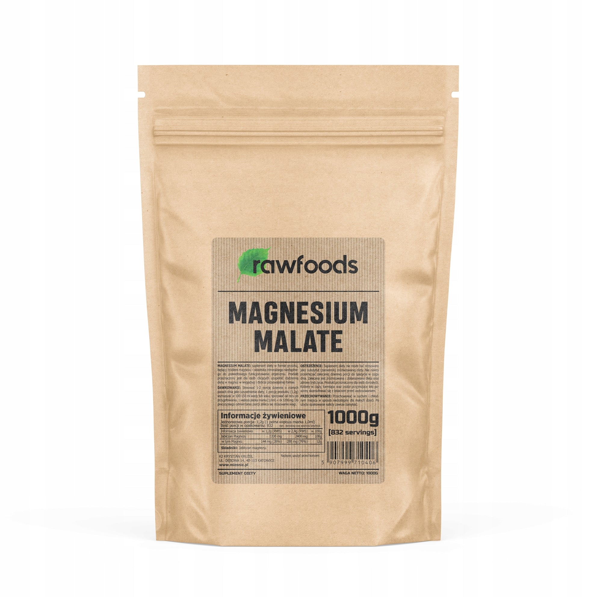 RAWFOODS MAGNESIUM MALATE 1000G STRONG MAGNESIUM MALATE POWDER 1KG