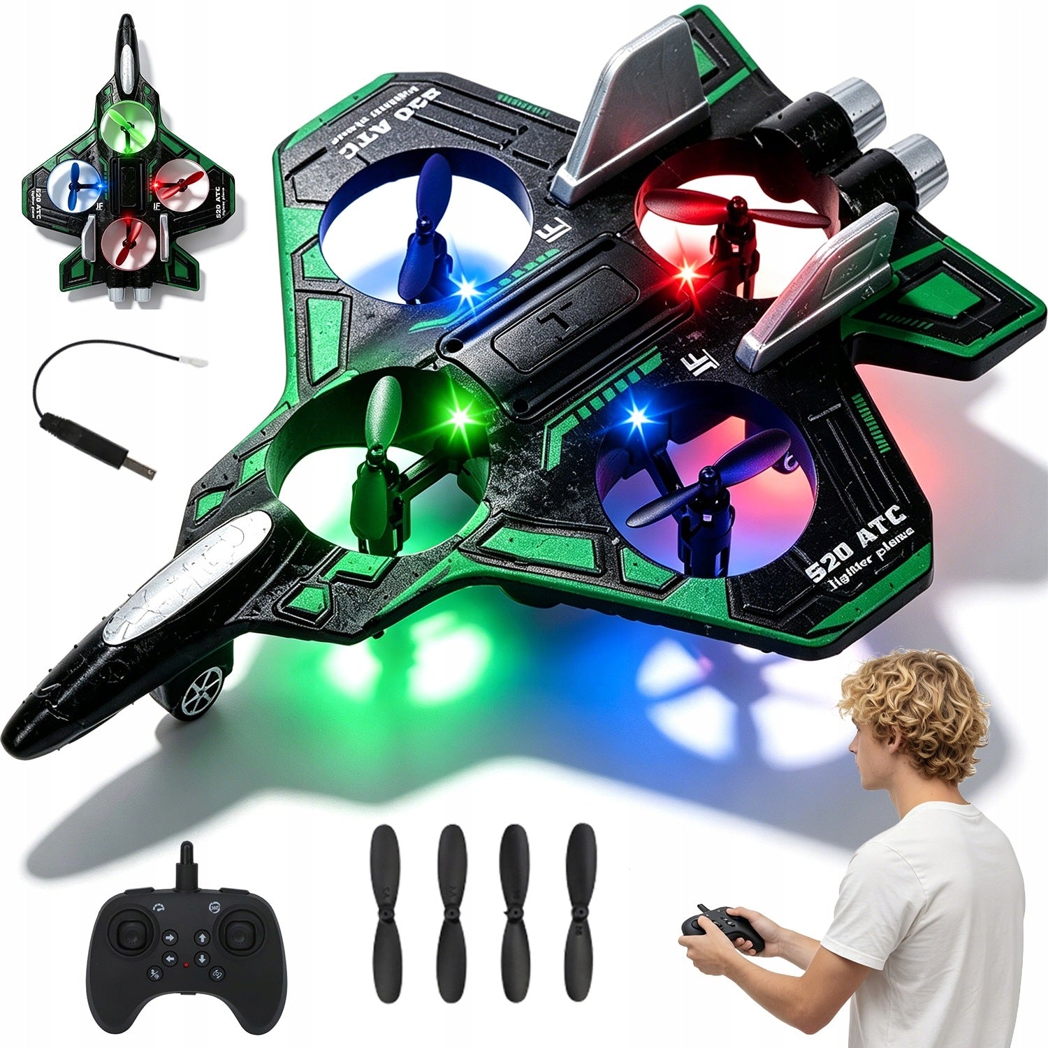 RC AIRPLANE REMOTE CONTROLLED JET 360 FLIP EPP LED CHILD GIFT