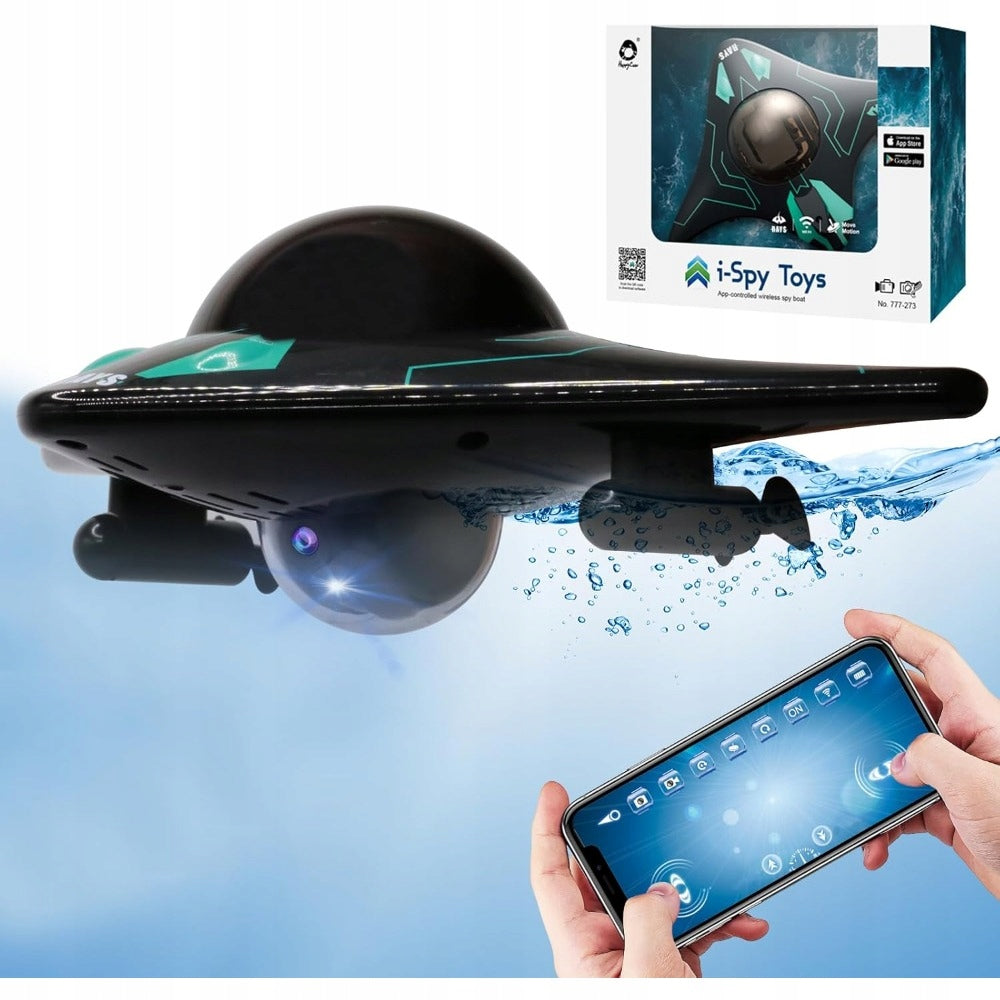 RC Boat with Adjustable HD 90° Camera,LED Lights & App-Controlled,Water Toy