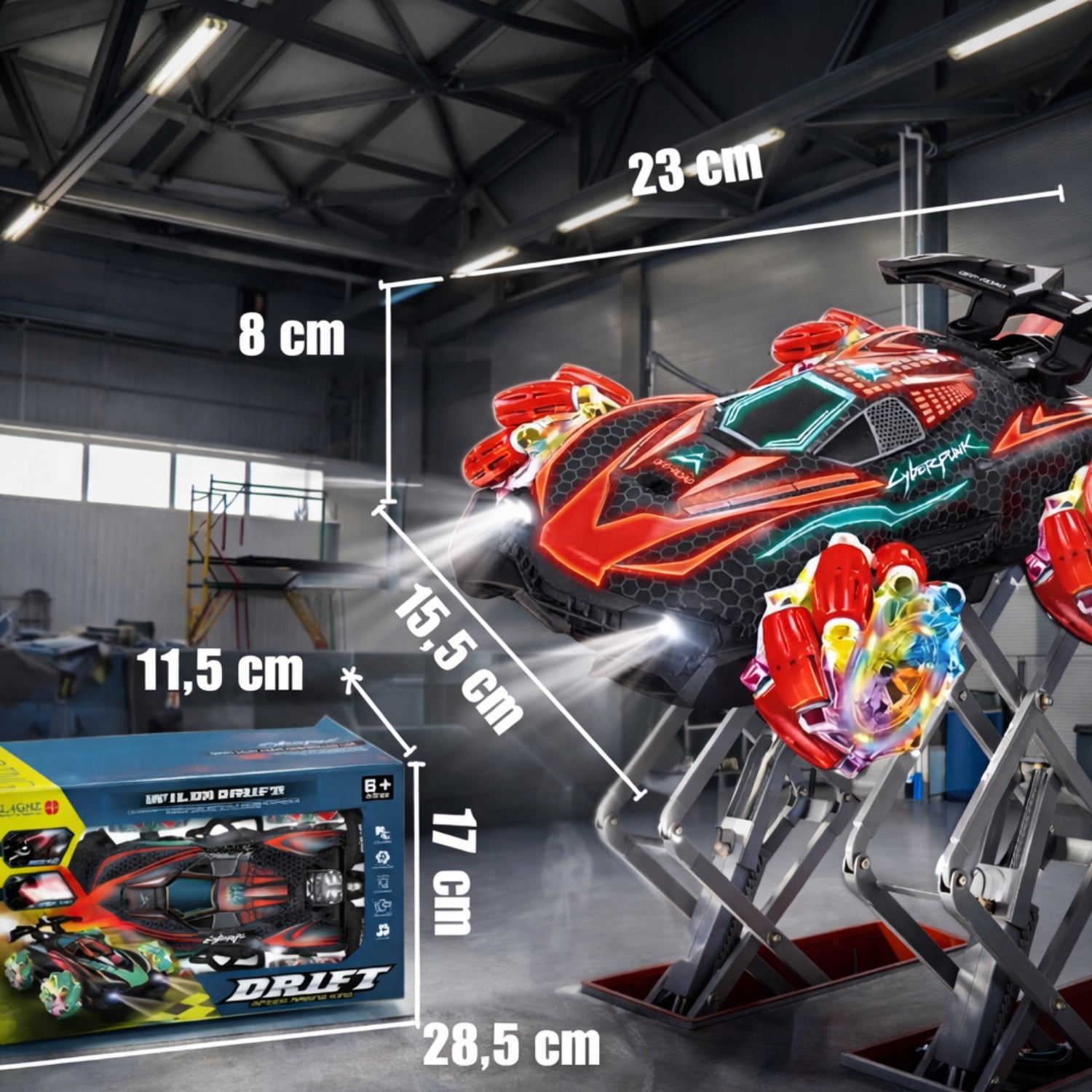 RC Drift 360° 4x4 with Water Pair and LED – Remote Control + Headband Packaging status original