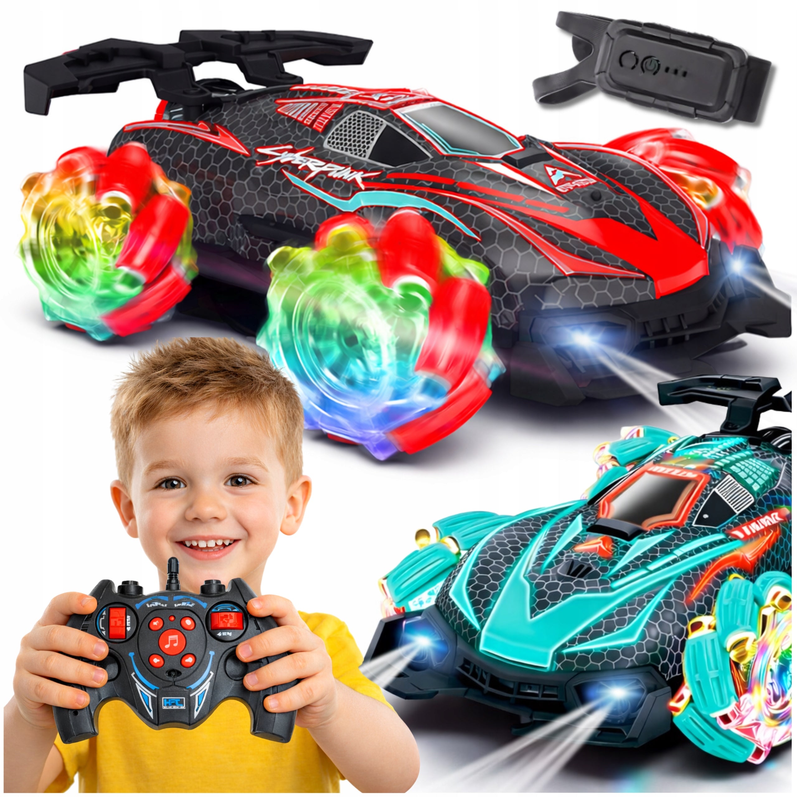 RC Drift 360° 4x4 with Water Pair and LED – Remote Control + Headband