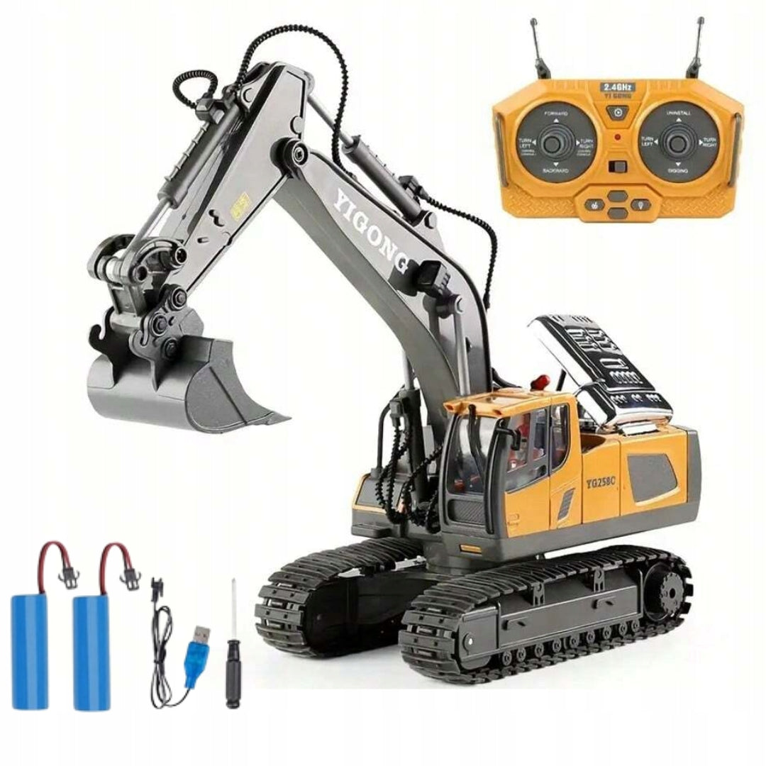 RC EXCAVATOR REMOTE CONTROLLED 2.4GHz 360° MOVABLE BUCKET 2x BATTERY 11CH