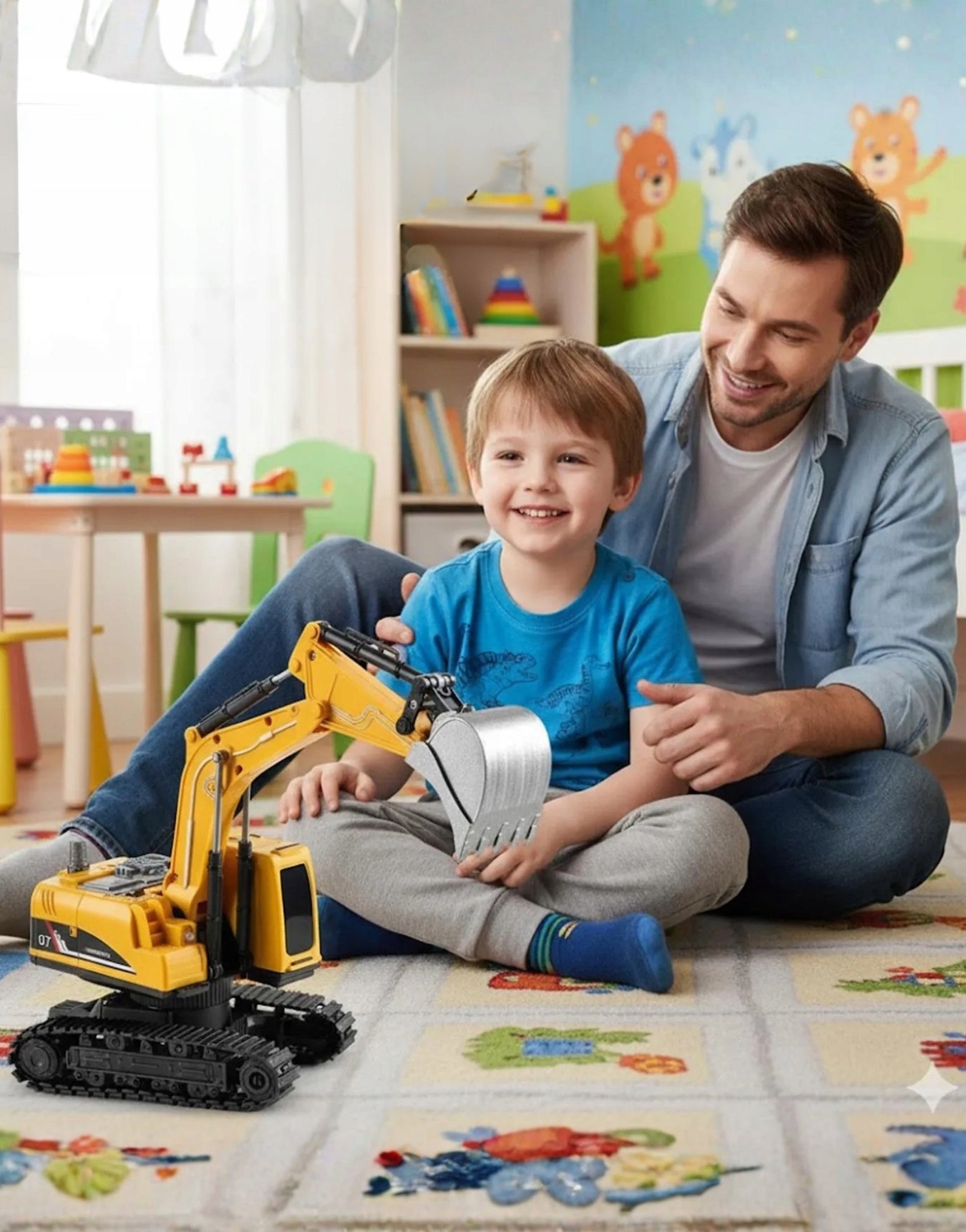 RC EXCAVATOR REMOTE CONTROLLED 2,4GHz SMOKE LIGHT SOUNDS DUMP TRUCK USB Packaging status original