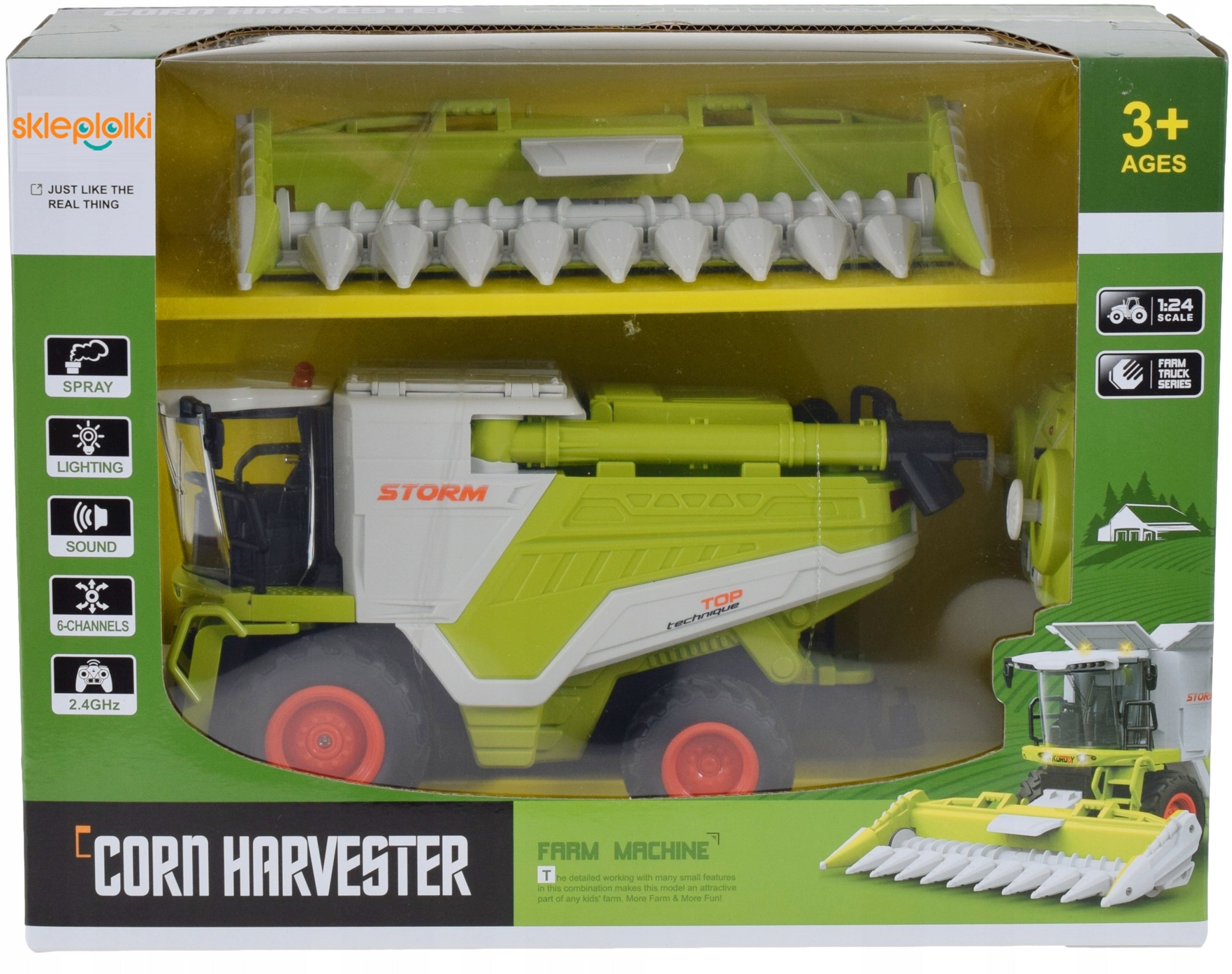 RC REMOTE CONTROLLED HARVESTER for Corn Smoke Effect LED Light Rechargeable Packaging status original