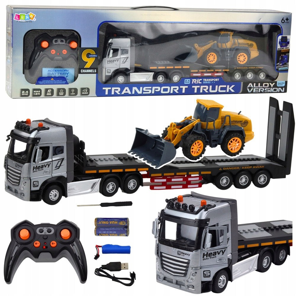 RC Tow Truck with Excavator 1:24 LEAN Toys Lights Sounds
