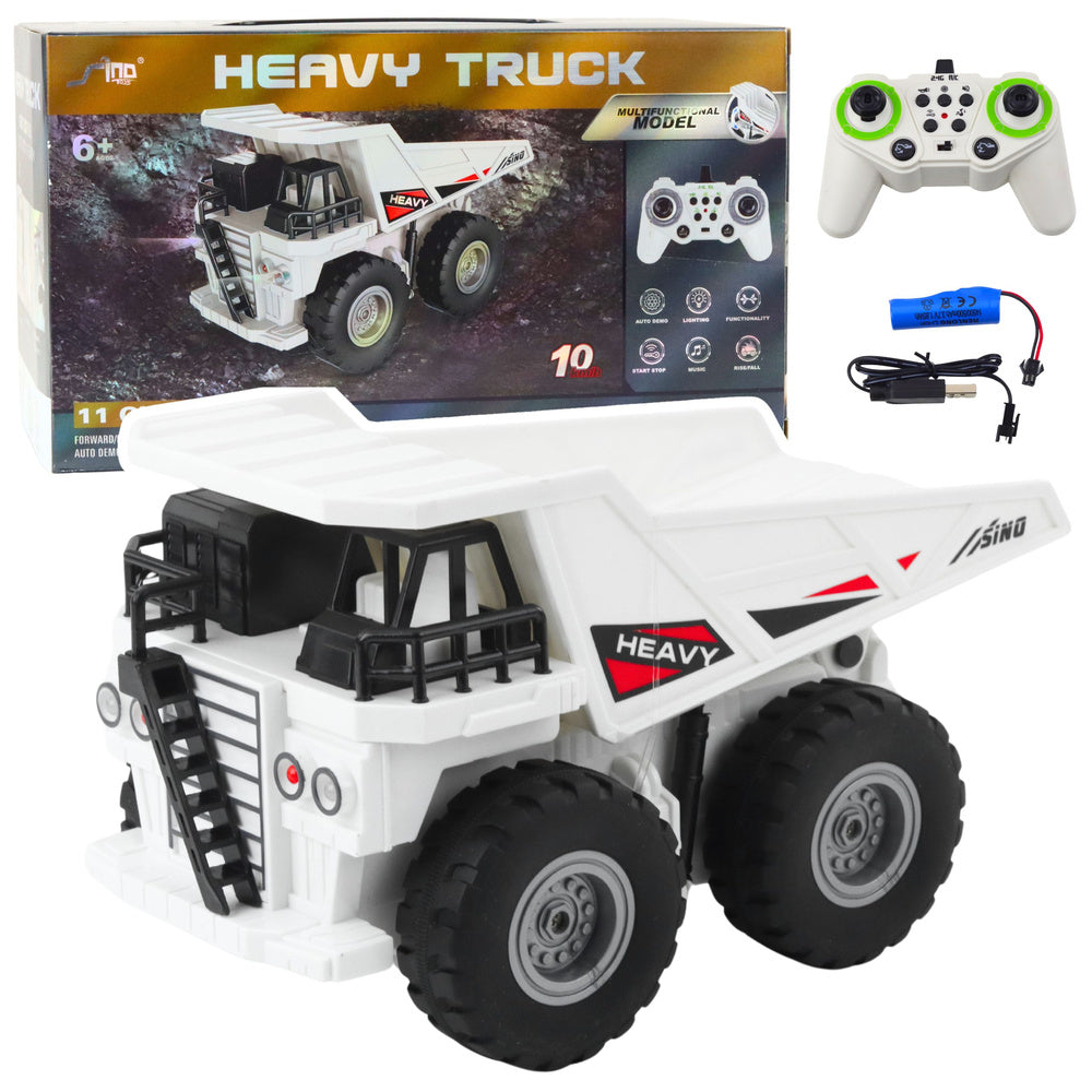 RC dump truck remote controlled 1:24 lights sounds 22 cm white 2.4GHz