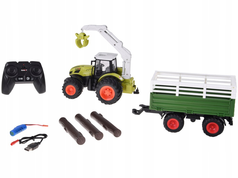 RC remote controlled tractor + trailer, gripper, wood balls Manufacturer code RC0719