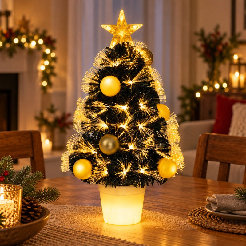 READY ARTIFICIAL LED CHRISTMAS TREE 60 CM GOLD IN A POT DECORATED WITH HOLIDAYS Brand no brand