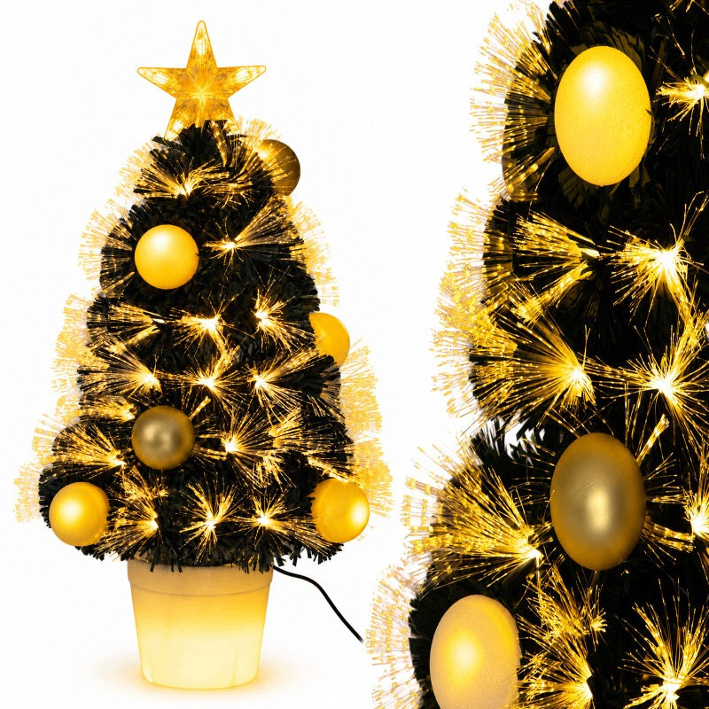 READY ARTIFICIAL LED CHRISTMAS TREE 60 CM GOLD IN A POT DECORATED WITH HOLIDAYS
