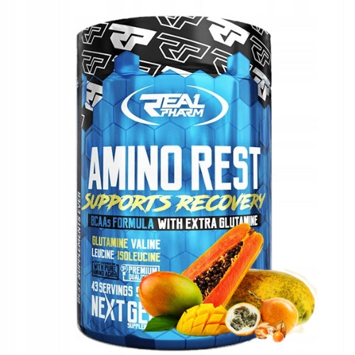 REAL PHARM Amino Rest 500g BCAA Glutamine AMINO ACIDS regeneration