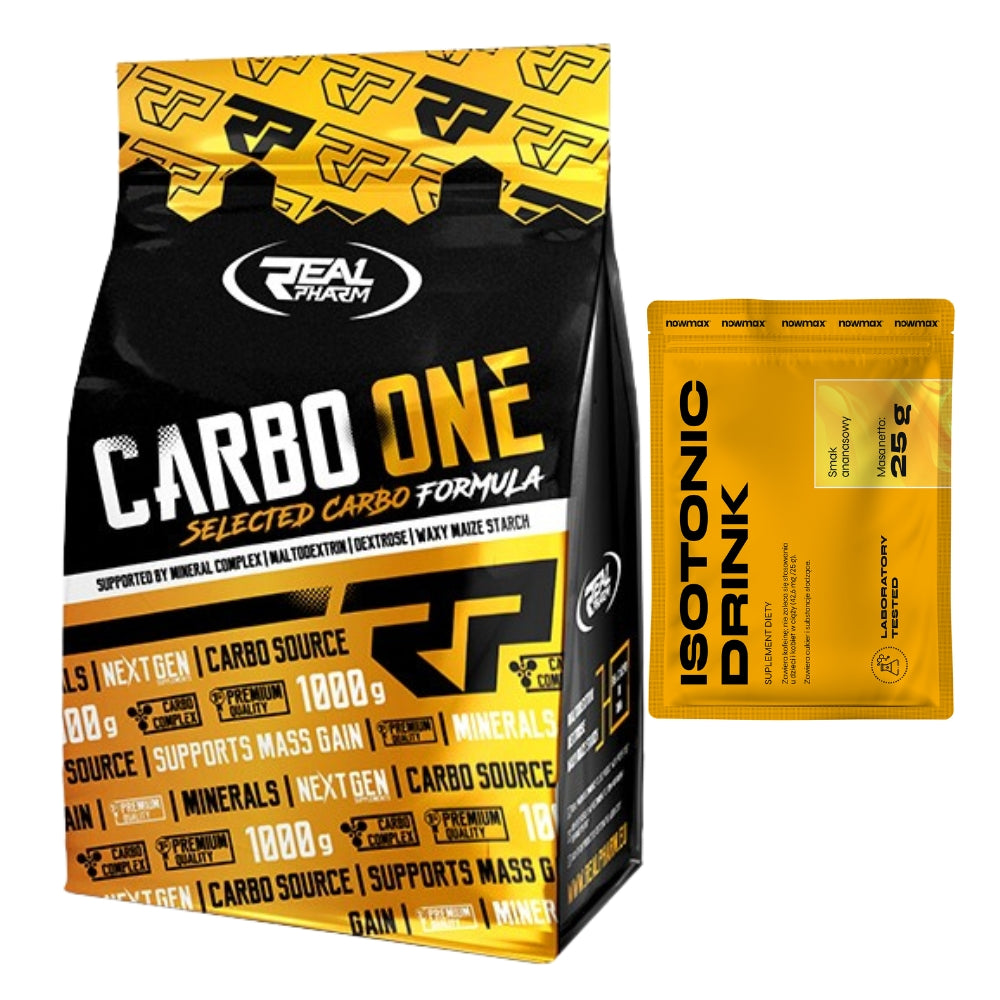 REAL PHARM CARBOONE 1000 G CARBO ENERGY COALS + nowmax 25 g ISOTONIC DRINK Expiration date at least six months from the date of purchase