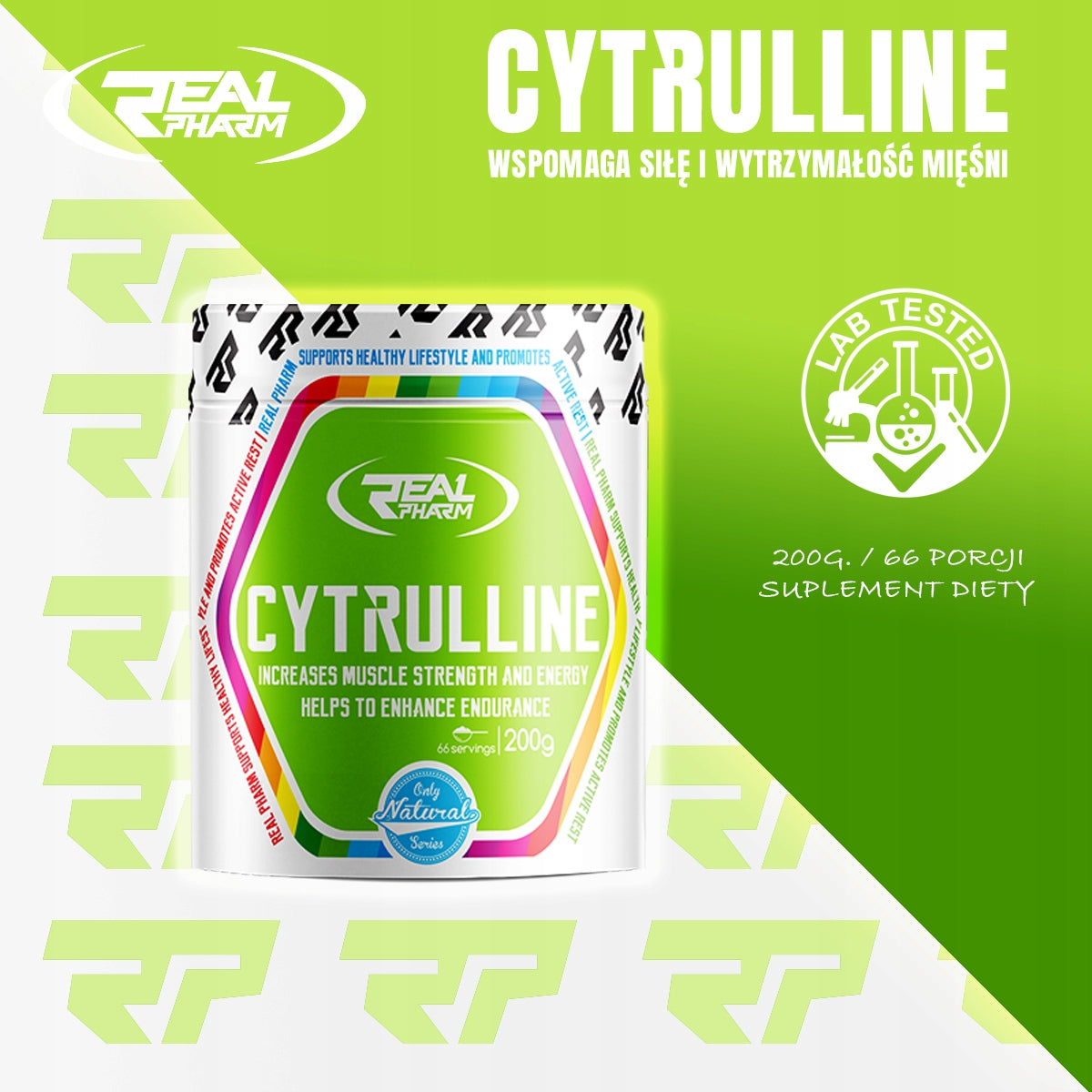REAL PHARM Citrulline 200g POWER PUMP OXIDE NITROGEN CAPACITY PRE-WORKOUT Packaging status original