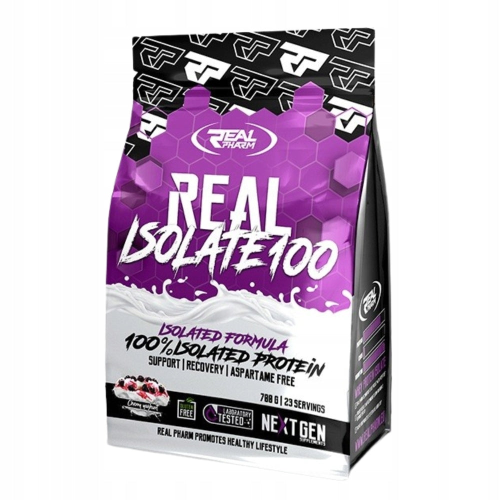REAL PHARM ISOLATE 100 700 g MUSCLE MASS STRENGTH ENDURANCE PROTEIN Expiration date at least six months from the date of purchase