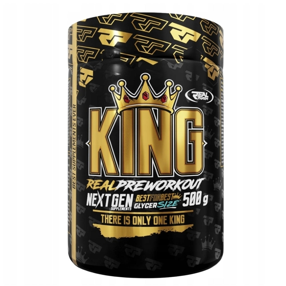 REAL PHARM KING PRE-WORKOUT 500g STIMULATING PUMPING PRE-WORKOUT Expiration date at least six months from the date of purchase