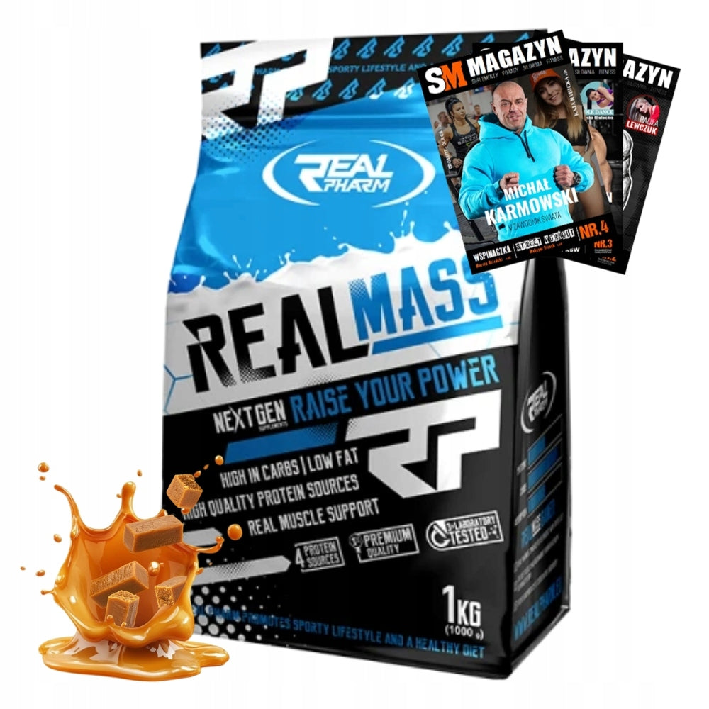 REAL PHARM REAL MASS 1000g MEGA GAINER AMINO ACIDS CARBOHYDRATES PROTEIN STRENGTH