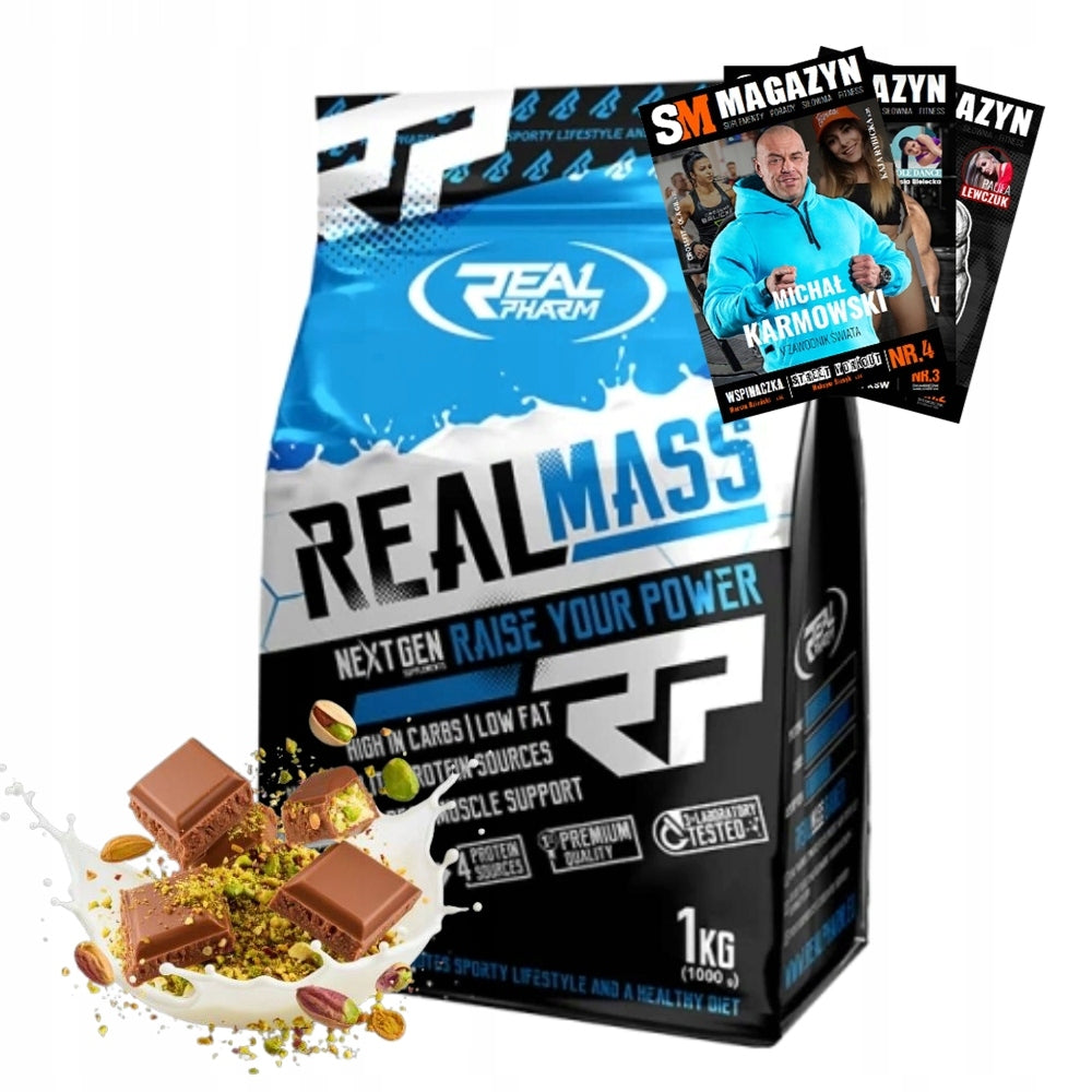 REAL PHARM REAL MASS 1000g MEGA GAINER PROTEIN STRENGTH MUSCLE REGENERATION
