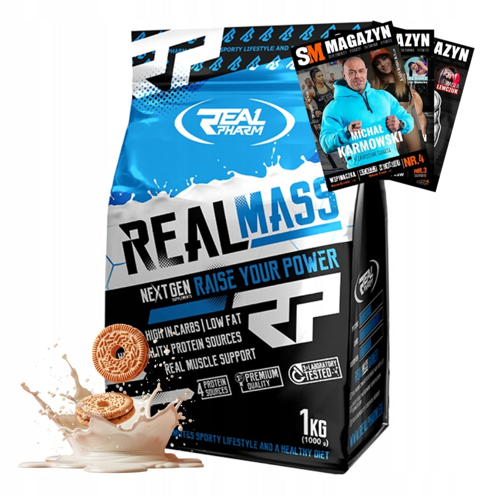 REAL PHARM REAL MASS 1000g MEGA GAINER PROTEIN STRENGTH PROTEIN SUPPLEMENT MUSCLES