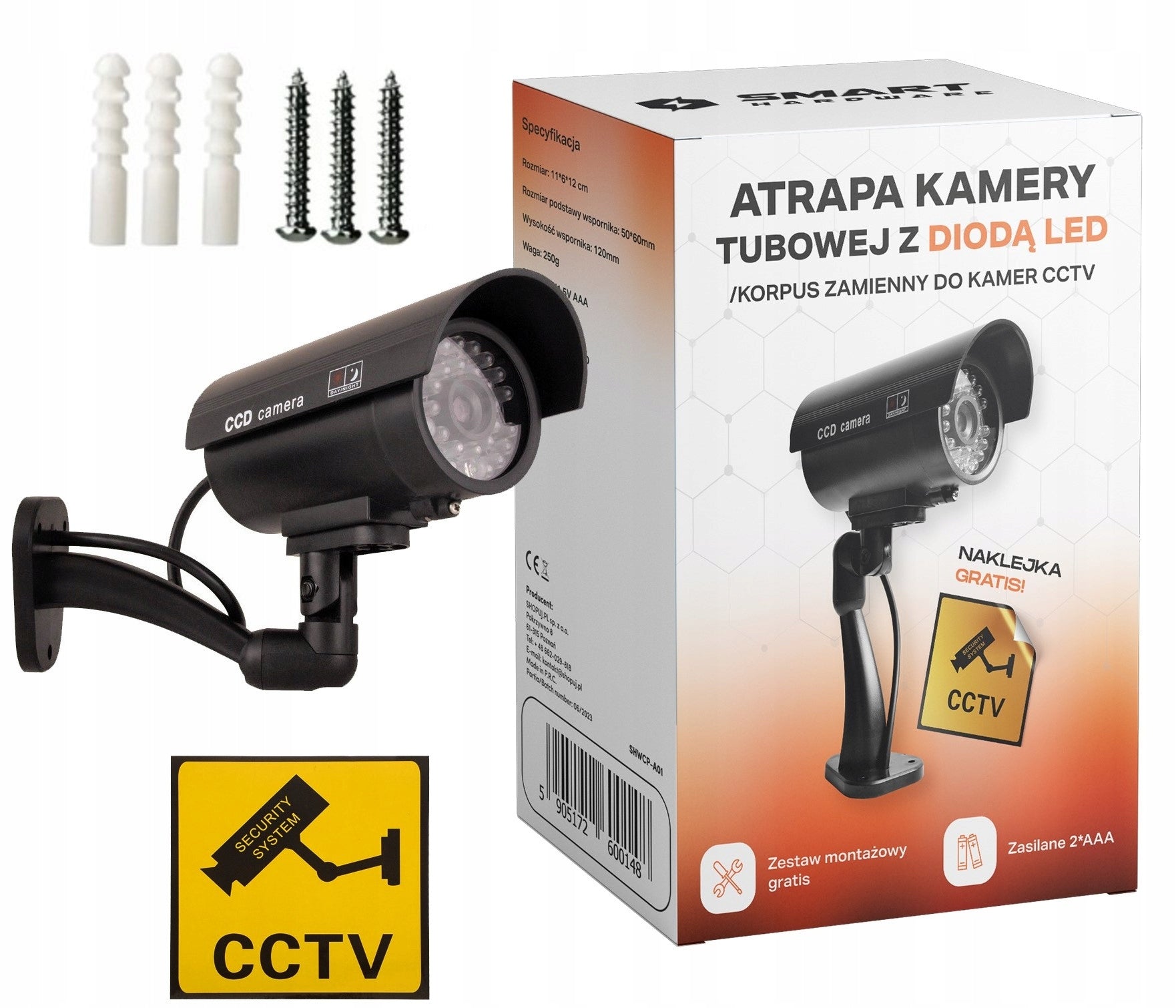 REALISTIC DUMMY SECURITY CAMERA CCTV LED BEACON BLACK