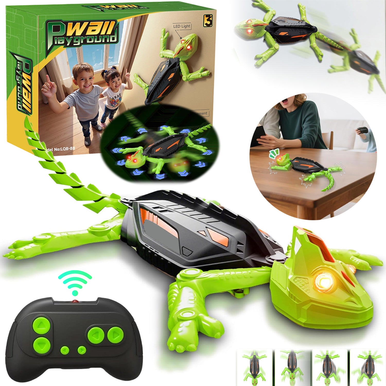 REALISTIC INTERACTIVE GECKO REMOTE CONTROLLED LIZARD ROBOT 360° LED